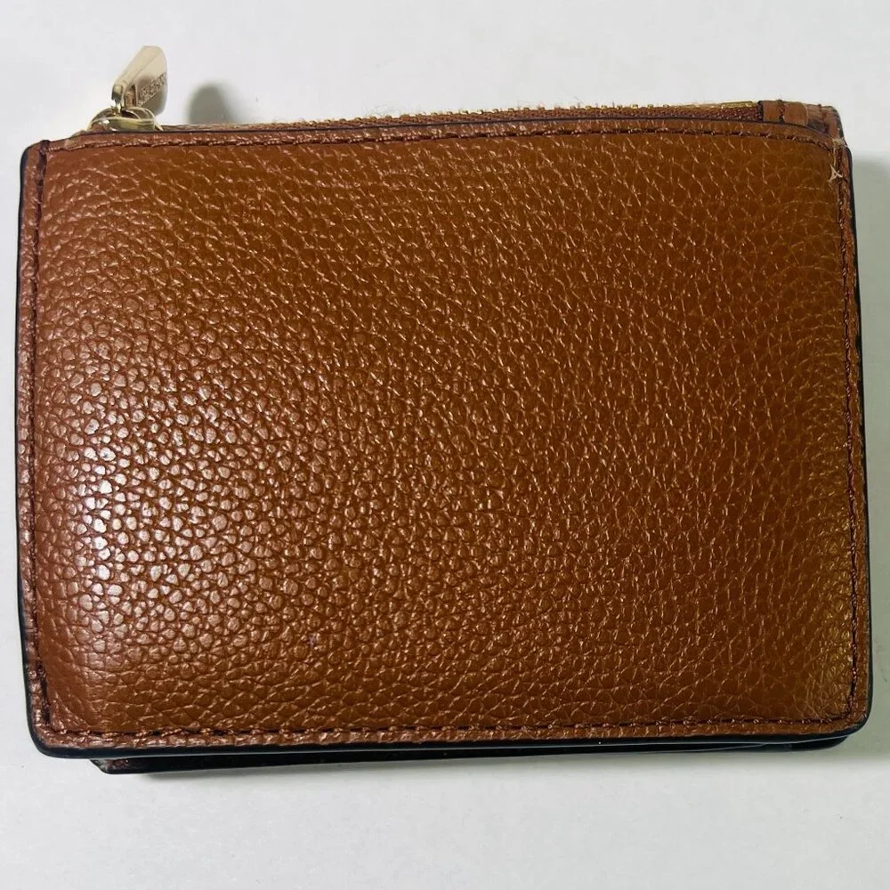 Michael Kors Pebbled Leather Wallet MK Logo Fold‎ overSnap Zip Closure